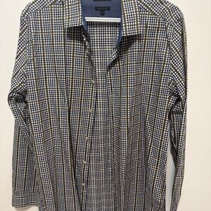 RW&CO. Checked Dress Shirt in Blue, White & Brown Plaid
